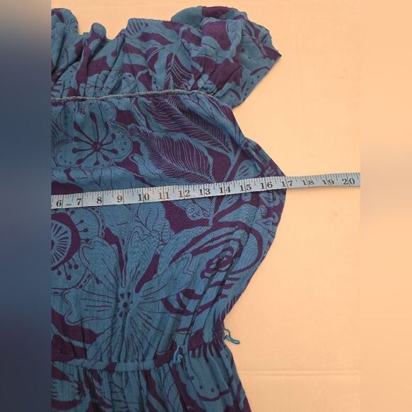 Poupette St Barth Bella Printed Off The Shoulder In Gauguin Blue - Picture 8 of 16